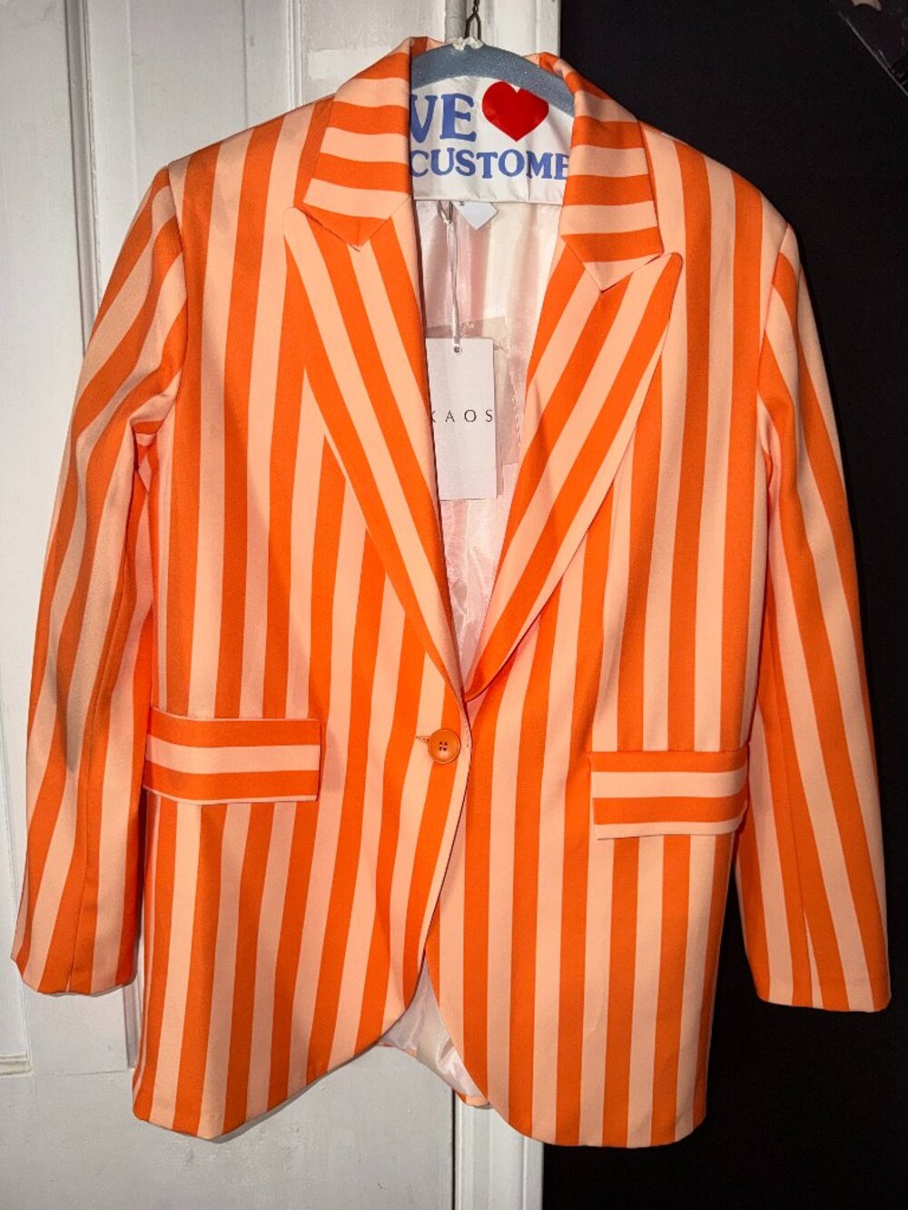 KAOS Women's Orange Striped Blazer Jacket NWT Size M